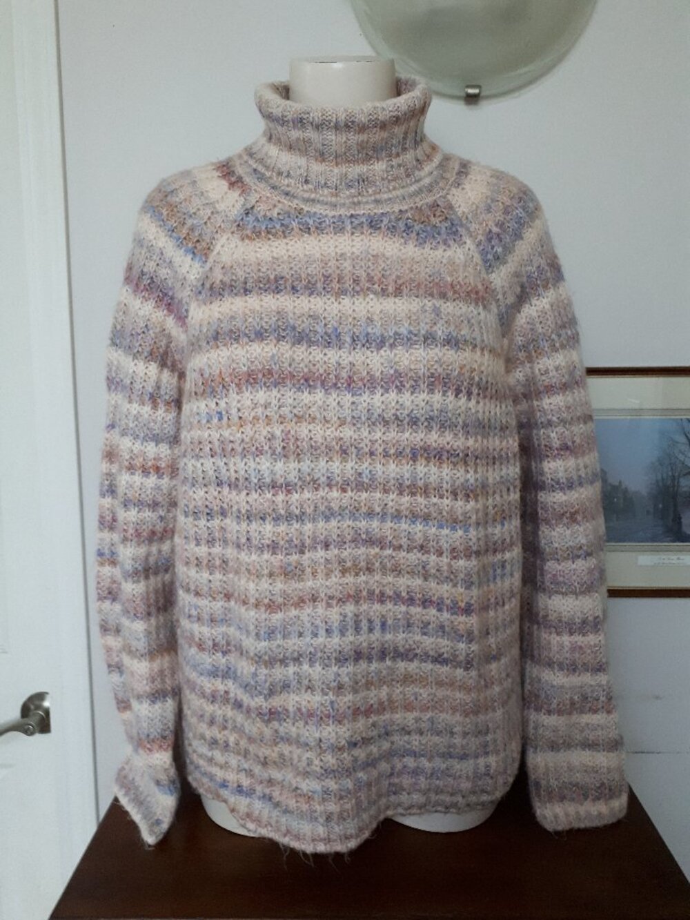 Sweater by Reitman's - Sz. M - Cream/Blue/Pink/Purple - Turtleneck